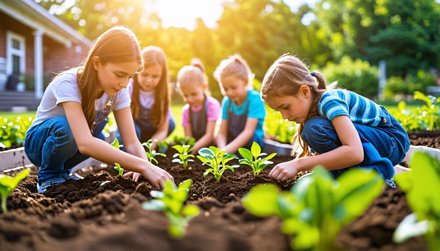 Collaborative hands-on learning in a school garden