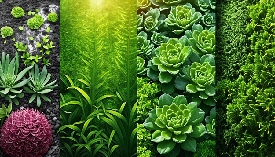 Montage showcasing lush, vibrant plants nourished by algae water