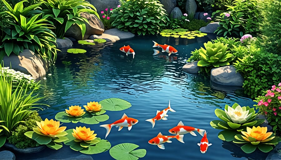 Aquatic plants and goldfish ideal for adding to a garden pond