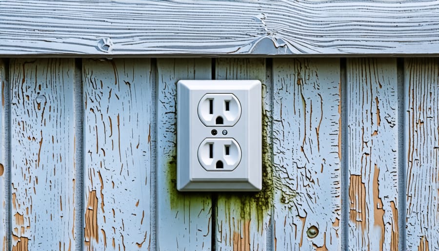 Water-damaged GFCI outlet that may cause a pond pump to trip