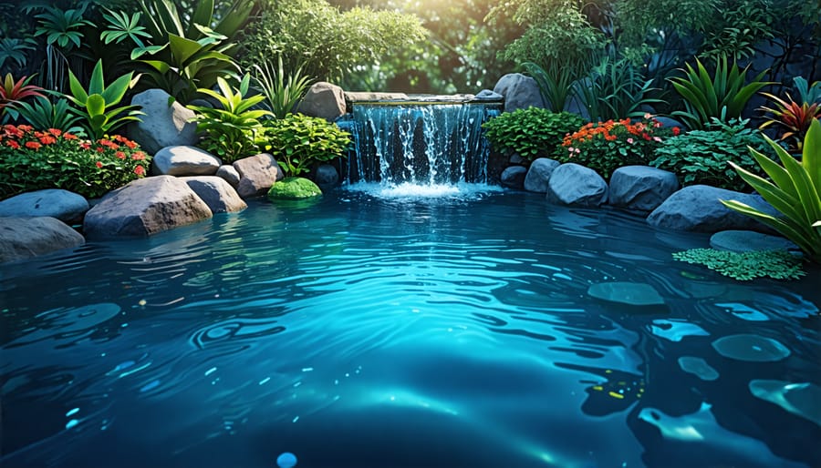 Beautiful water garden featuring ocean-inspired plant species and habitat design