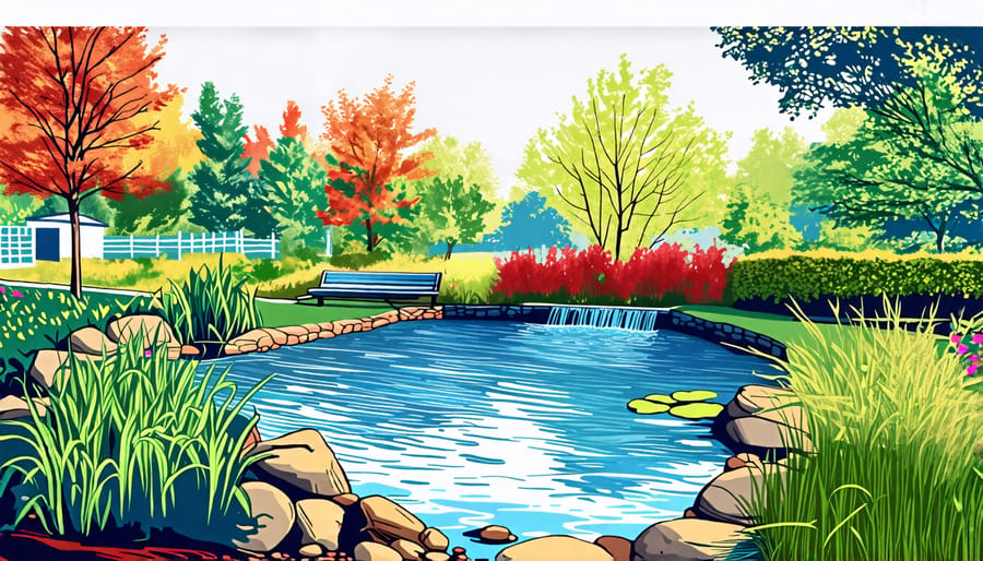 Illustration showing recommended shallow and gradual pond edges for increased safety