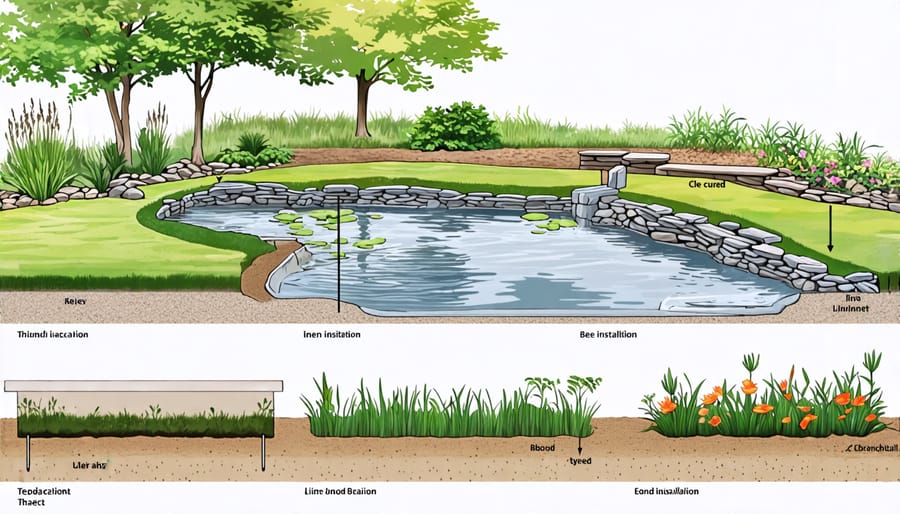 Visual guide to digging a wildlife pond and adding the pond liner