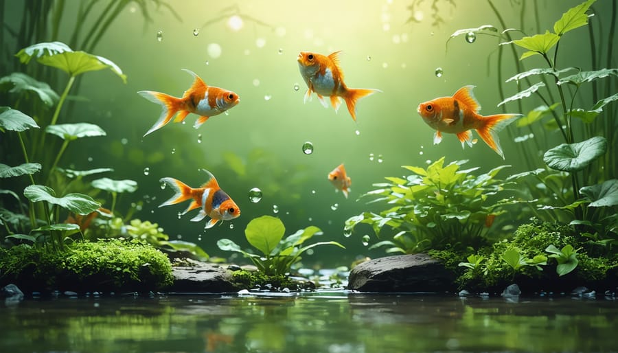 Collage showcasing various fish species and plant types suitable for backyard ponds