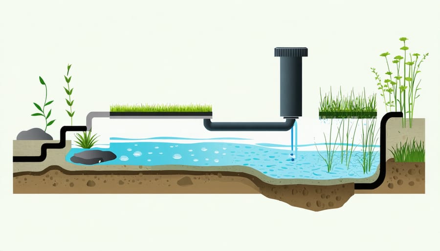 Illustration of a pond pump's inner workings and water flow