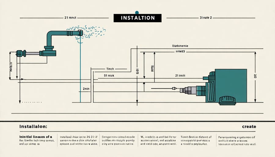 Illustration of step-by-step instructions for installing a pond pump