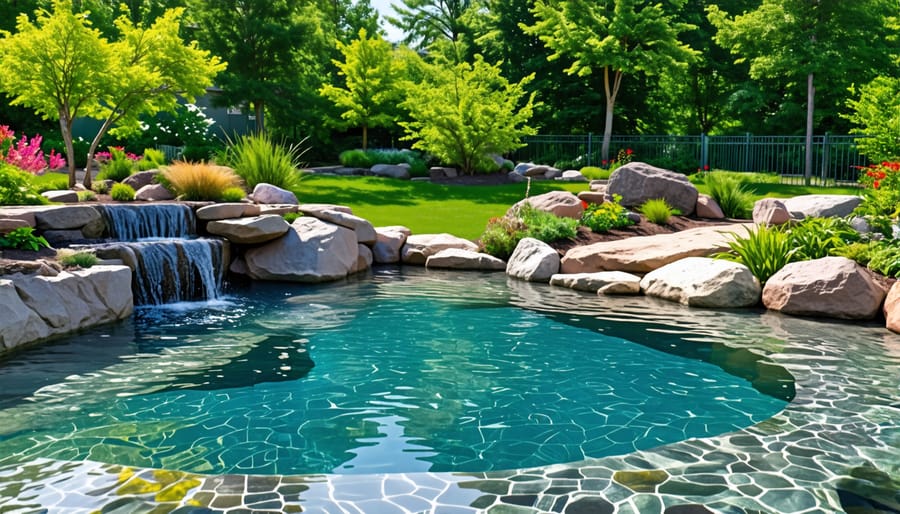 Backyard pond featuring safe, shallow edges and escape routes