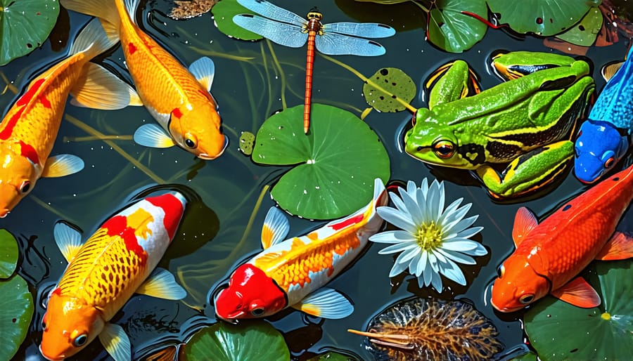 Assortment of wildlife species that inhabit backyard ponds