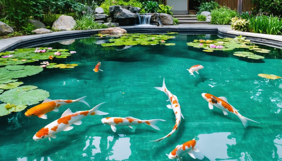 An aesthetically pleasing and healthy backyard pond ecosystem