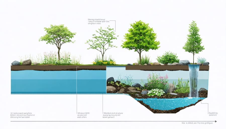 Diagram showing key design elements of a climate-resilient pond