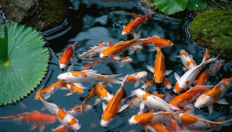 Traditional koi pond in a serene backyard setting