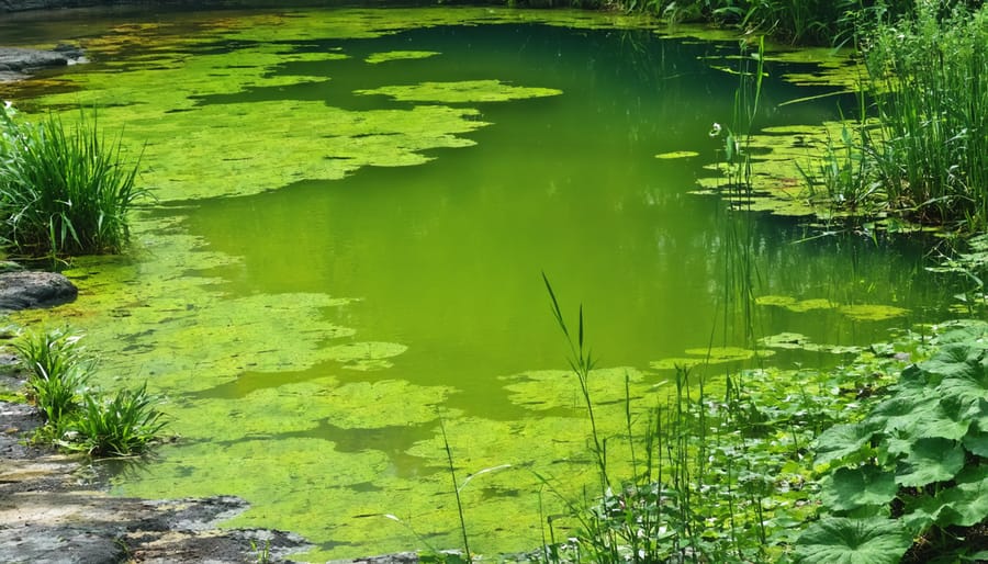 Lush green aquatic vegetation thriving in a freshwater pond