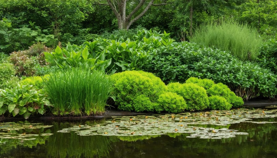 Shallow pond area with lush growth of aquatic plants