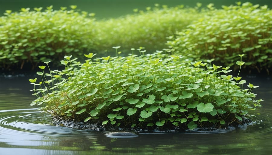 Hornwort oxygenator plant thriving underwater in a wildlife pond