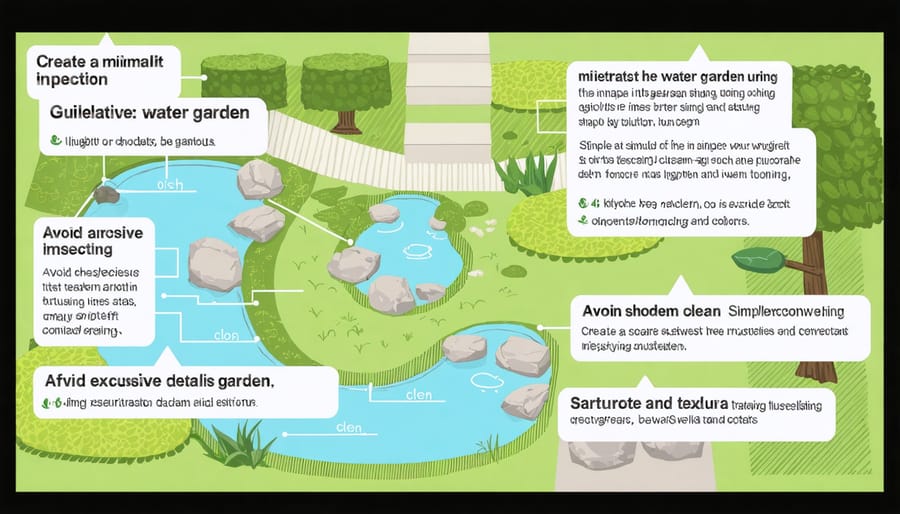 Visual guide for conducting a comprehensive water garden inspection to identify invasive species