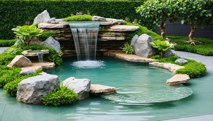 Examples of water features like fountains and streams for zen water gardens