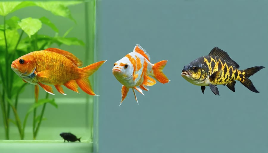 Comparison chart showing three common fish species used in pond hydroponics