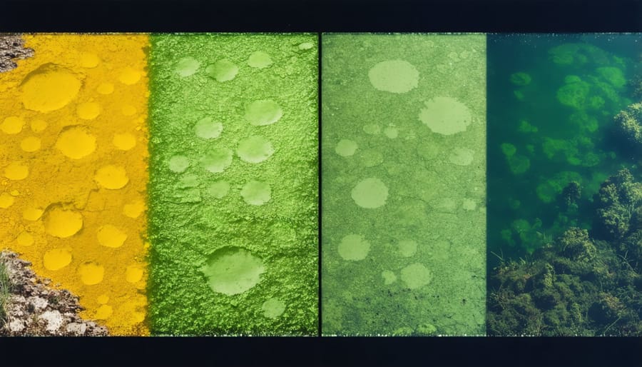 Side-by-side comparison of natural and chemical pond maintenance approaches