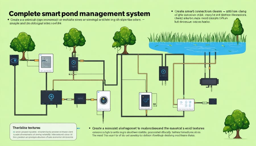 Detailed diagram of smart pond management system components and their relationships