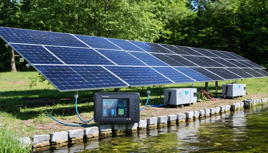 Solar power system integrated with smart pond monitoring technology