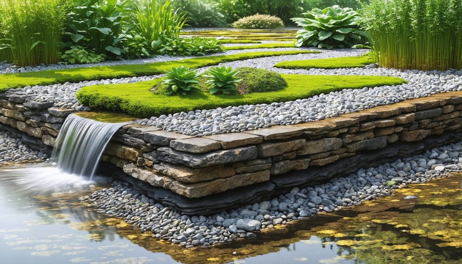 Construction phases of a natural bog filter system for ponds