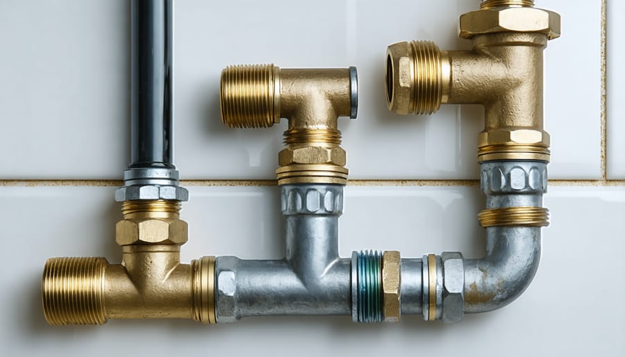 Detailed view of properly installed inlet and outlet plumbing connections on the bio-filter system