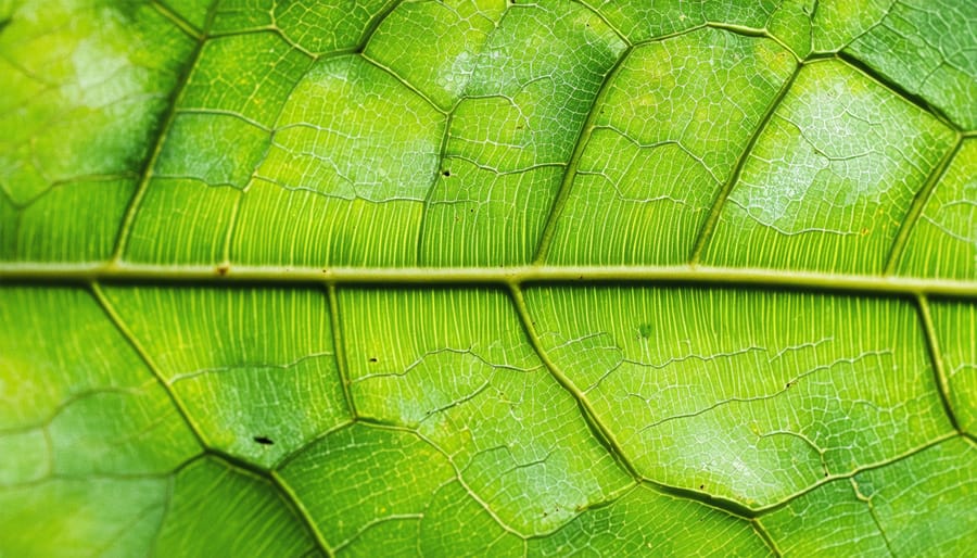 Kudzu leaves with visible insect feeding patterns and damage