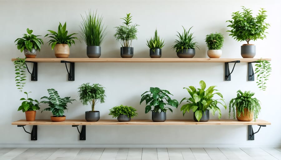 Hands installing graduated pond shelving with visible layers of substrate and plantings