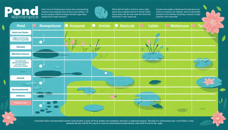 Annual calendar showing monthly pond maintenance activities for vegetation control