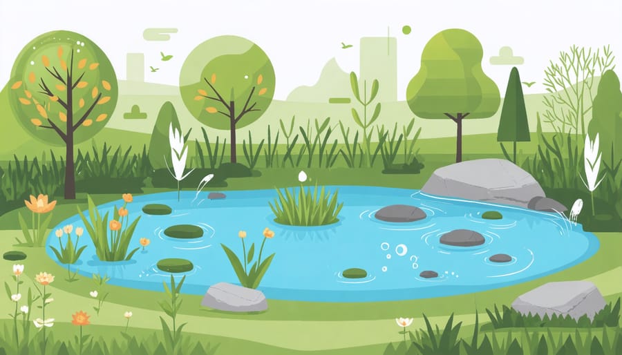 Visual guide to seasonal pond maintenance and safety checks