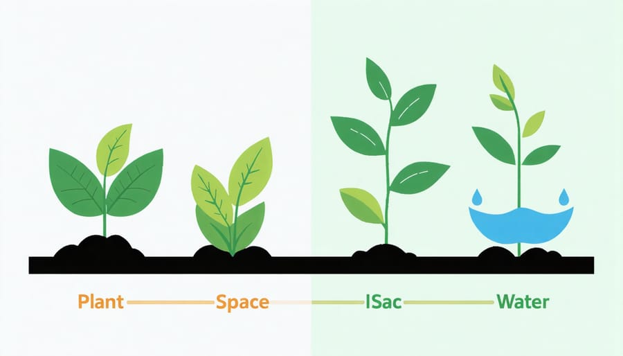 Diagram illustrating proper water garden plant arrangement and depth guidelines for pest prevention