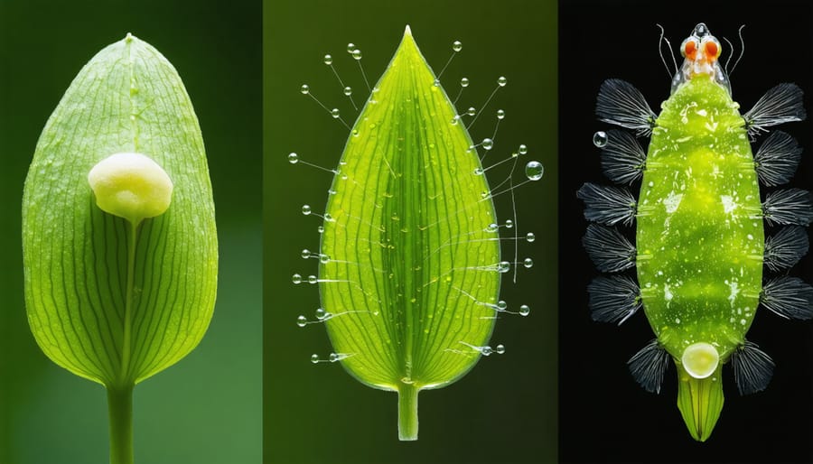 Comparison of healthy and diseased aquatic plants showing various disease symptoms