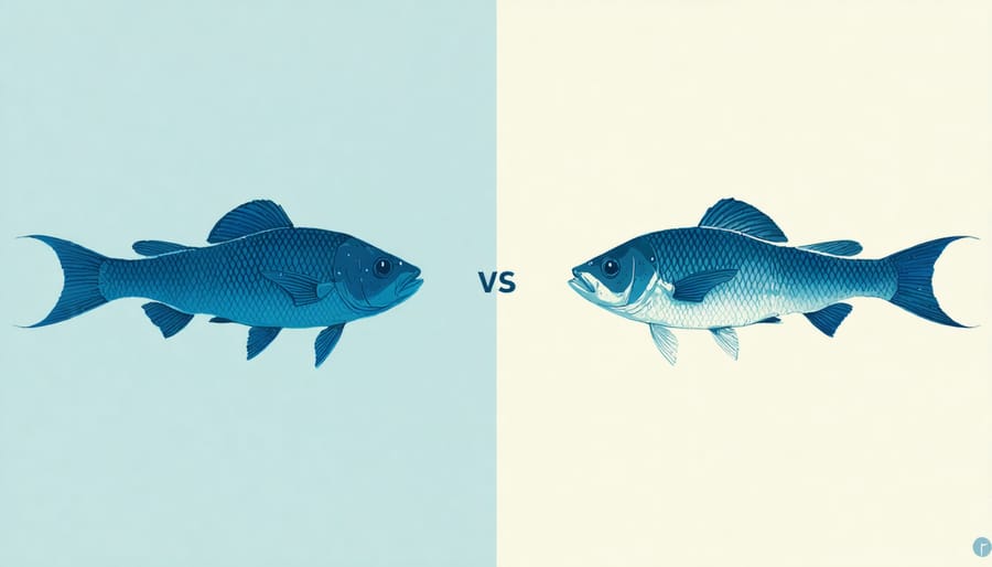 Comparative illustration of fish behavior at optimal and suboptimal pond temperatures