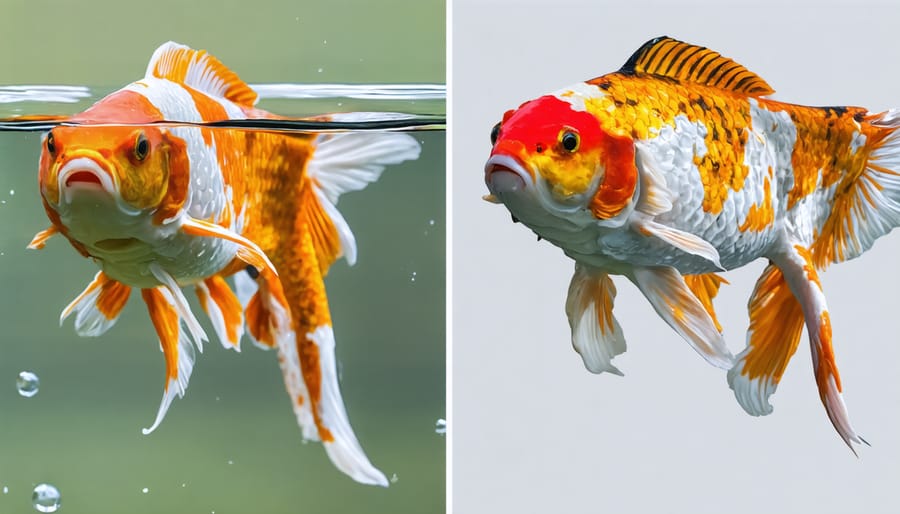 Comparison showing characteristics of healthy versus stressed pond fish