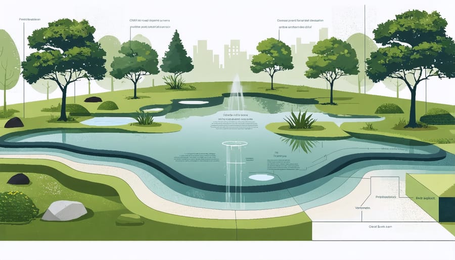 Pond security setup featuring netting, plant coverage, and electronic deterrent devices