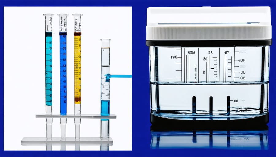 Pond water testing kit with color comparison charts for measuring water parameters