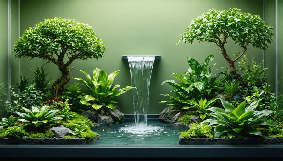 Various aquatic and semi-aquatic plants commonly used in water feature vivariums