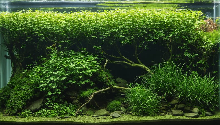 Sequential images demonstrating correct planting methods for aquatic plants