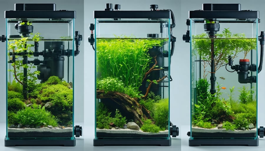 Sequential images demonstrating hydroponic system assembly process