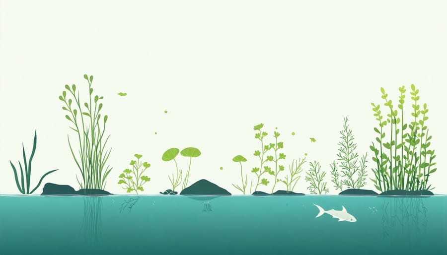 Illustrated food web diagram showing how phytoplankton supports aquatic life