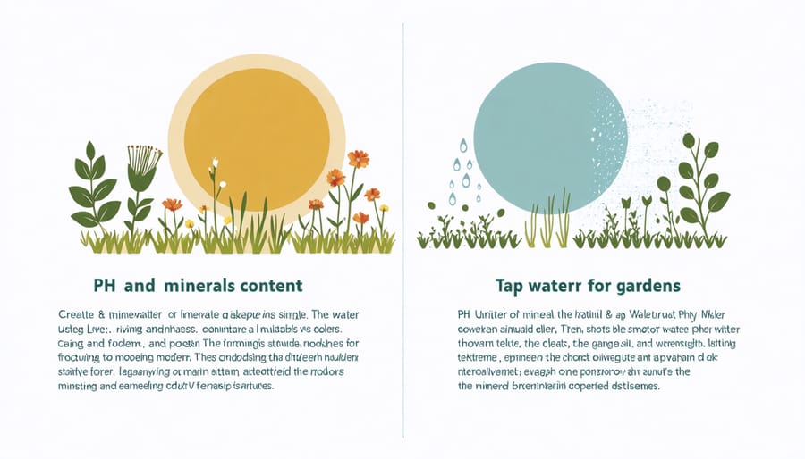 Infographic showing chemical composition differences between rainwater and tap water