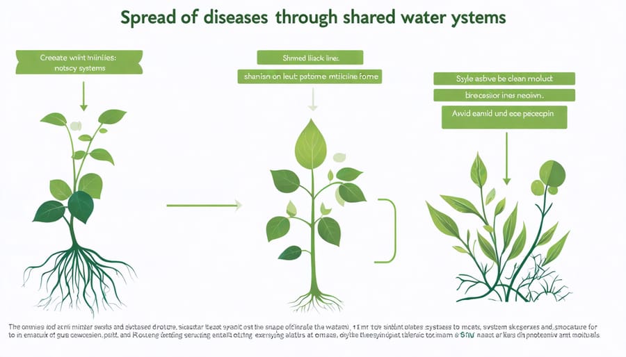 Diagram illustrating how plant diseases spread in community water gardens