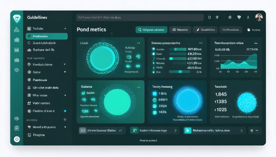 Digital dashboard displaying blockchain-verified pond water quality parameters and equipment status