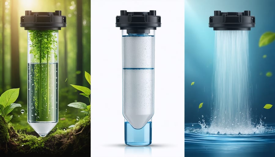 Comparison chart showing three main types of pond biological filters with key features
