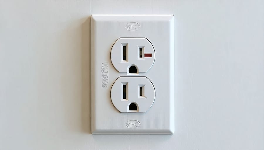 Demonstration of testing GFCI outlet using test and reset buttons
