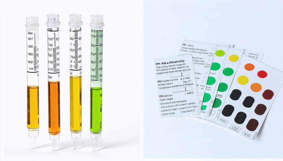 Comparison of pH test strips and alkalinity testing equipment for pond water
