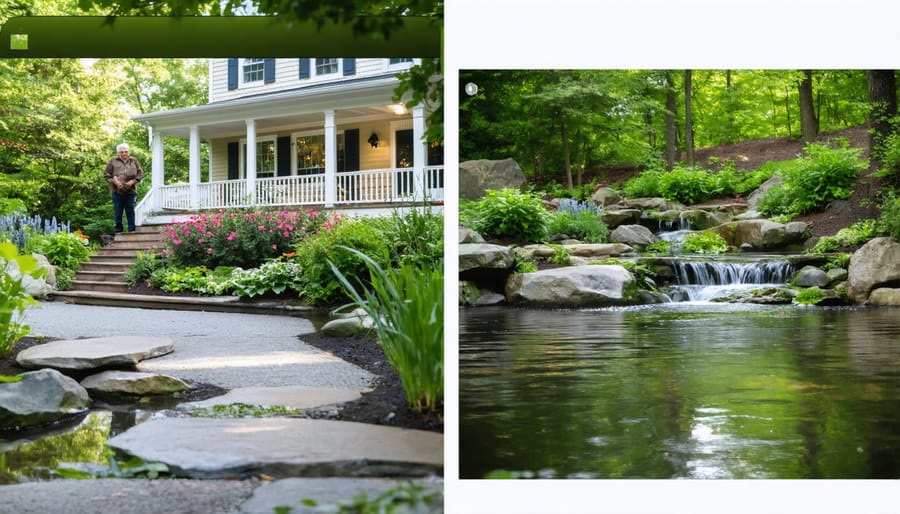 Online video consultation between garden expert and client discussing water garden plans