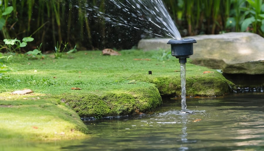 Professional installation of ground rod and bonding wire connected to pond equipment