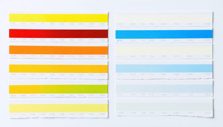 Water hardness test strips being compared to a color reference chart