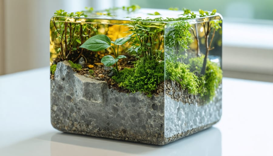 Detailed view of eco-aquarium purifier cube's mineral structure
